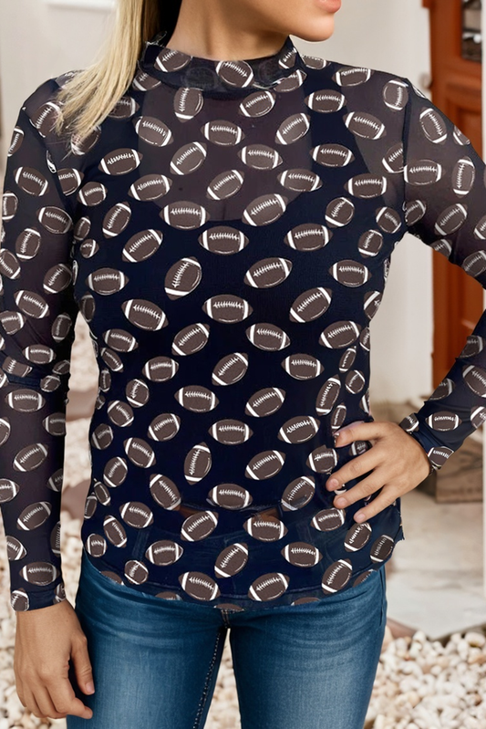 Football Sheer Long Sleeve Top