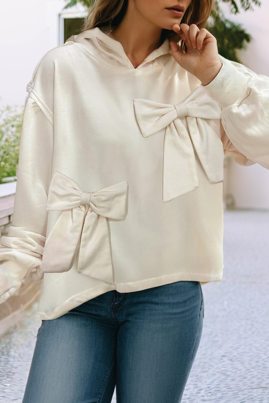 Chic Hoodie with Statement Bow Accents