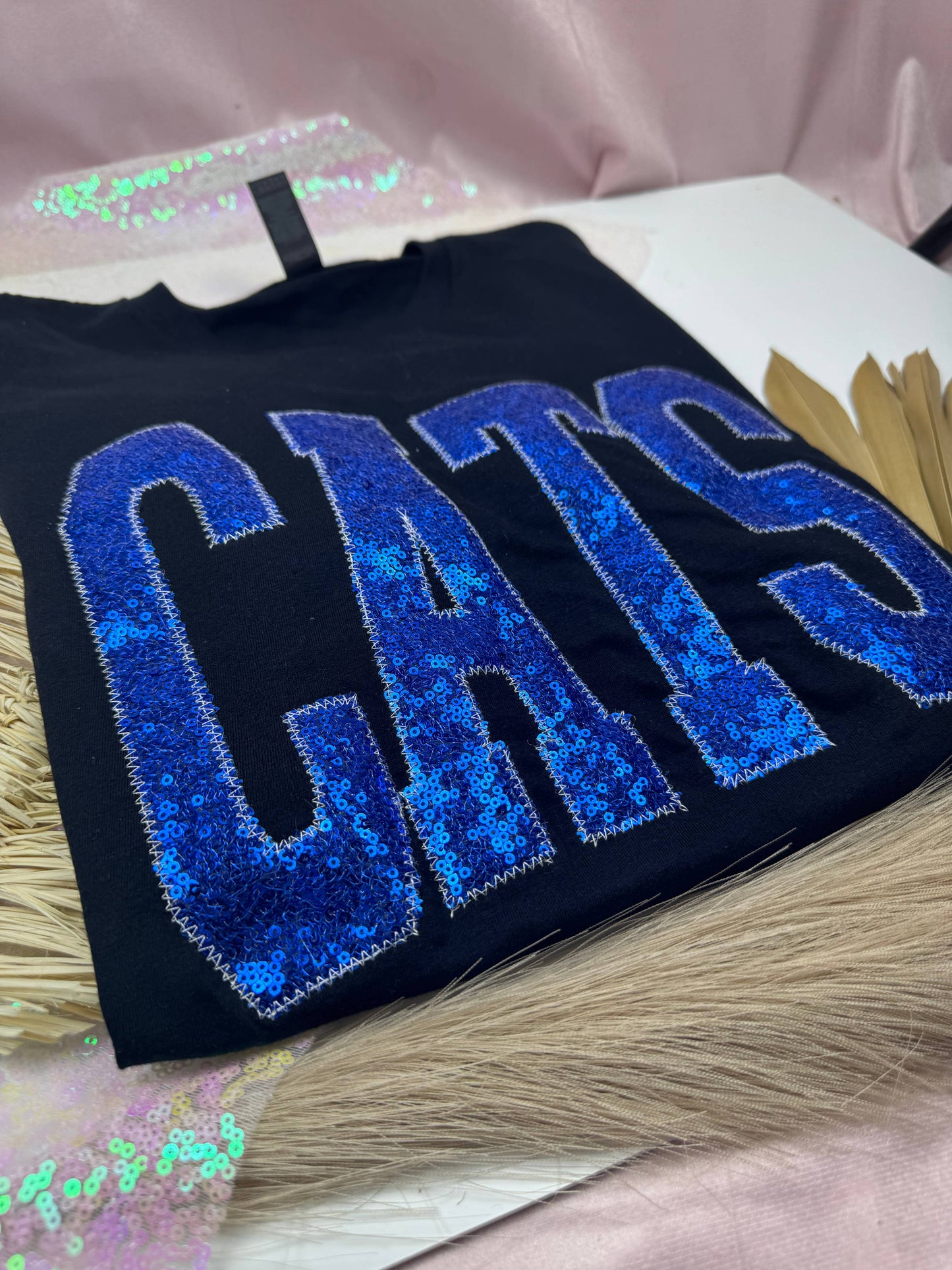 Cats Real Sequins Game Day Short Sleeve