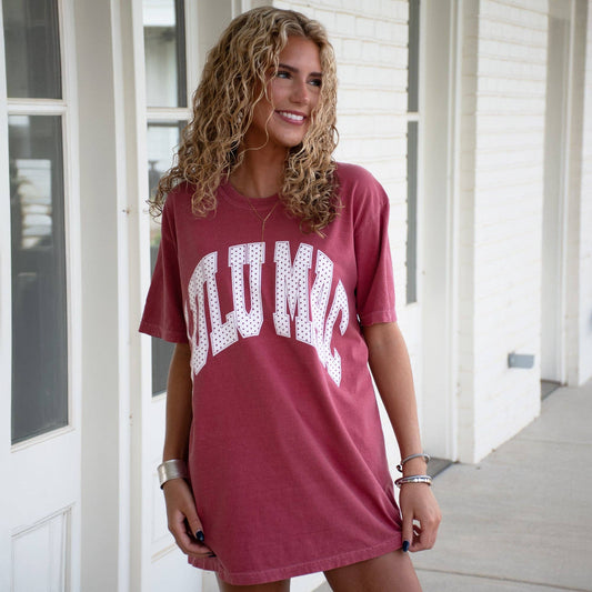 Lulu Mac Crimson Polka Dot Comfort Colors Graphic Tee