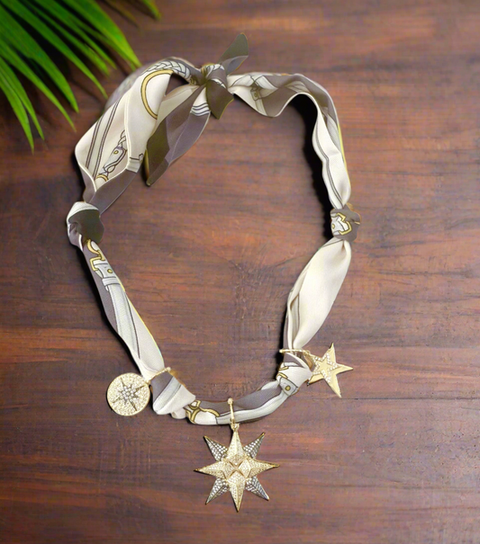 Tabitha Multi Charm Scarf Necklace