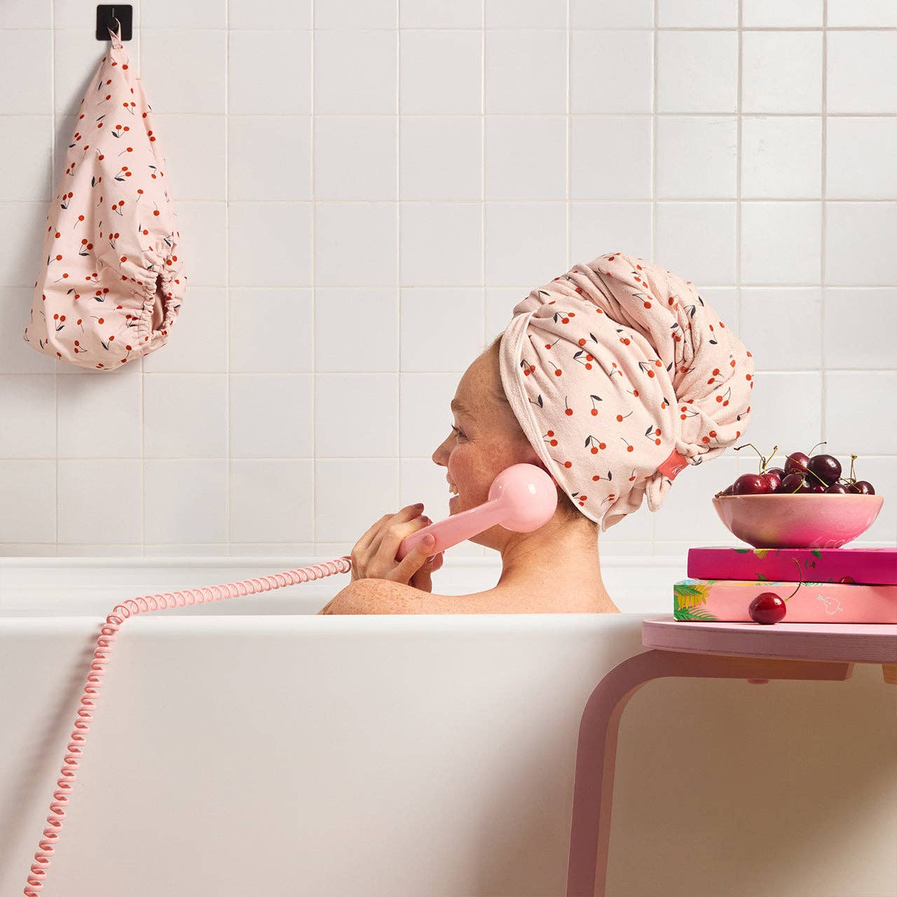 Hair Towel Wrap - Cherry Print