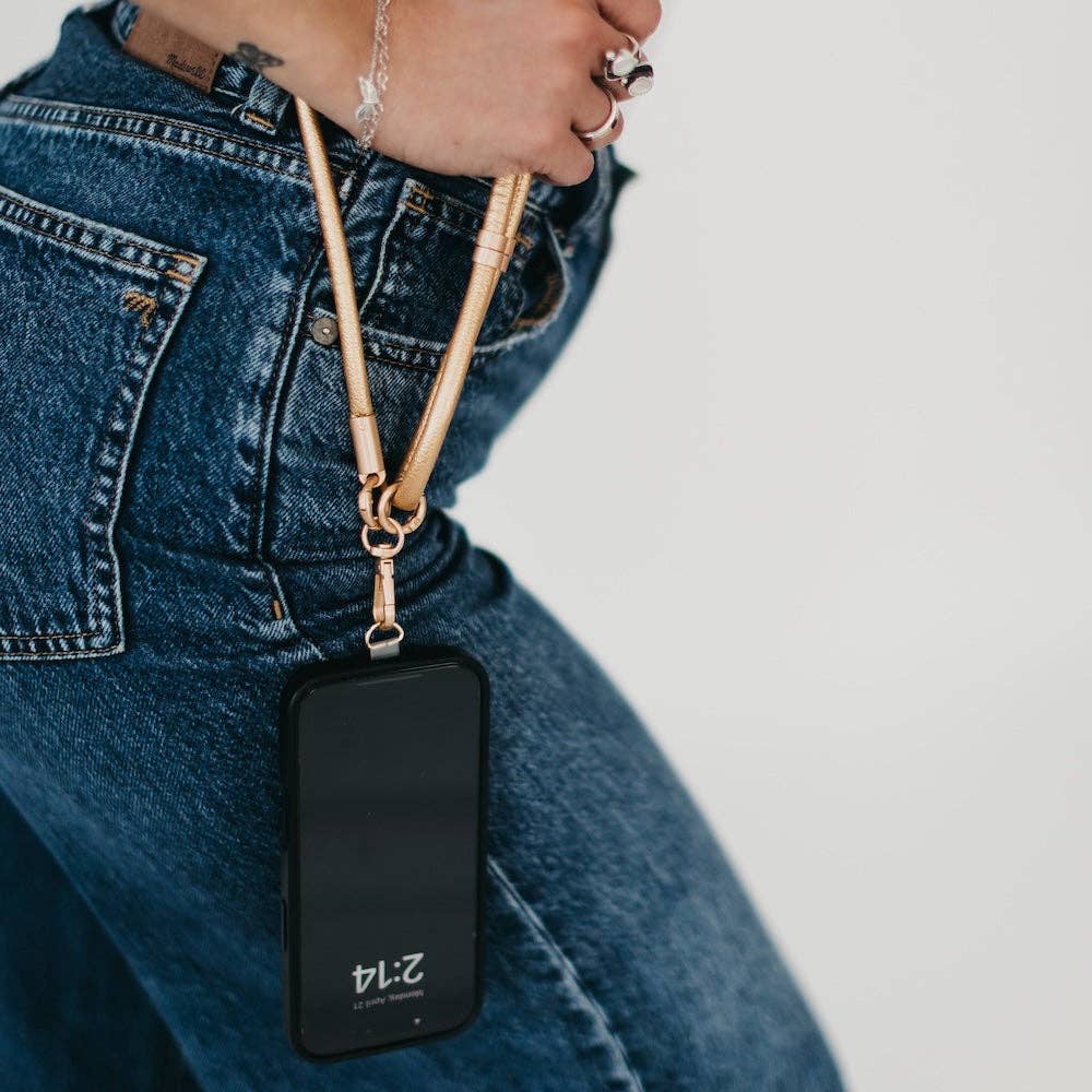 Pretty Simple Metallic Phone Holder Crossbody Strap