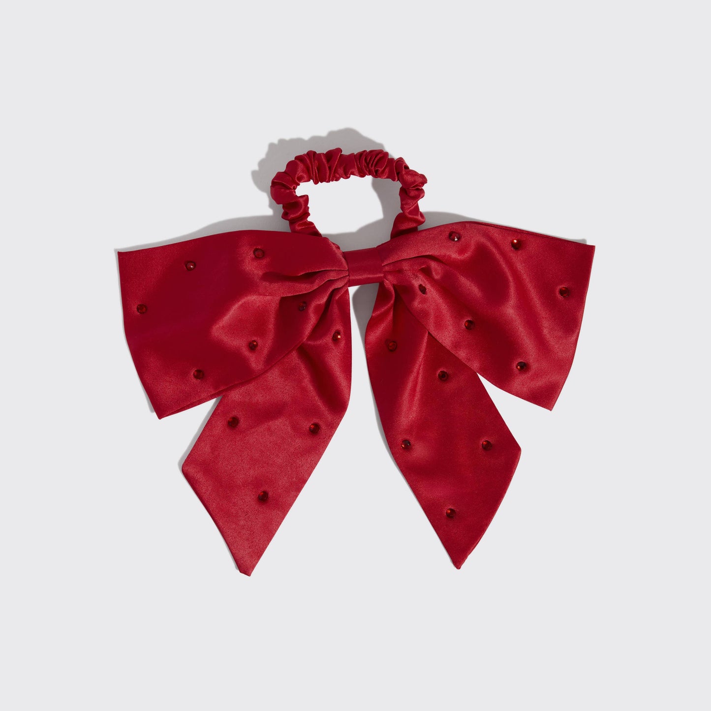Kitsch Holiday Satin & Rhinestone Bow Scrunchie