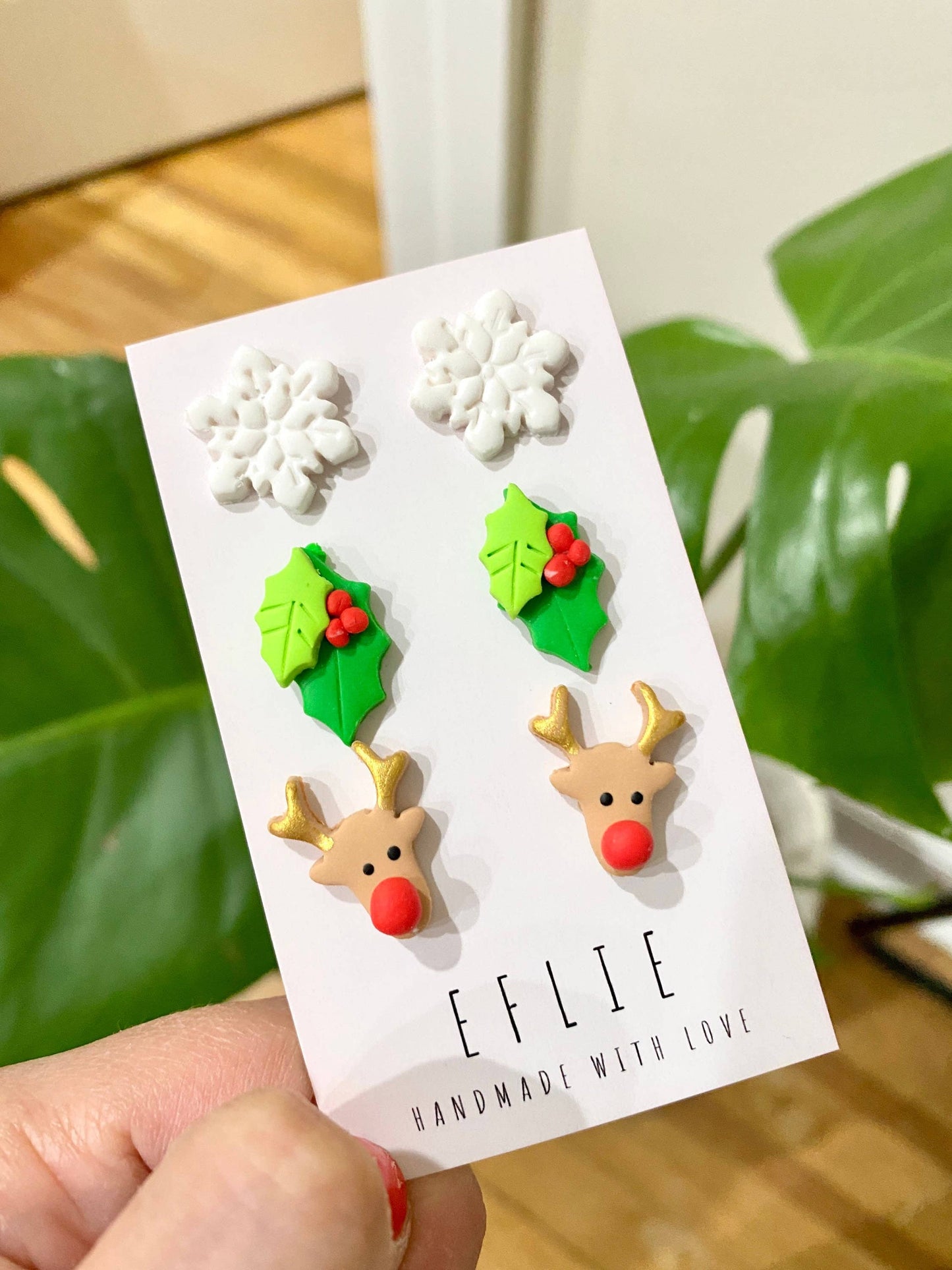 Christmas Stud Earrings Set | Deer, Snowflake, Mistletoe