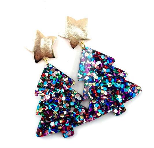 Confetti Christmas Tree Statement Earrings