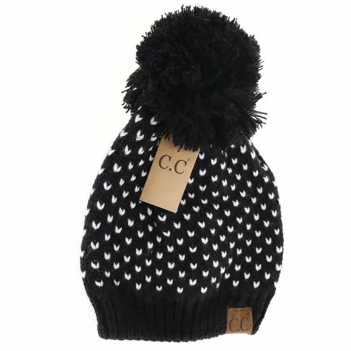 C.C Heart Knit Pom Beanie