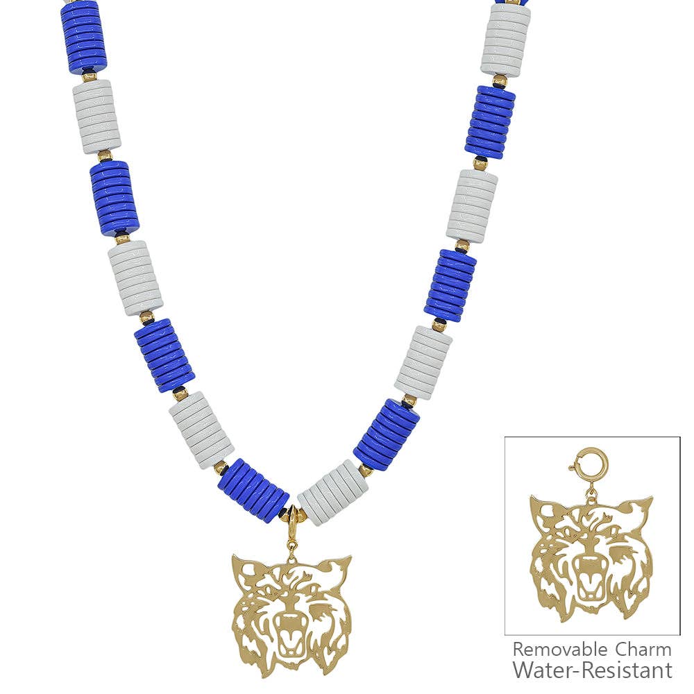 Kentucky Wildcats Blue & White Beaded Necklace with Removable Charm