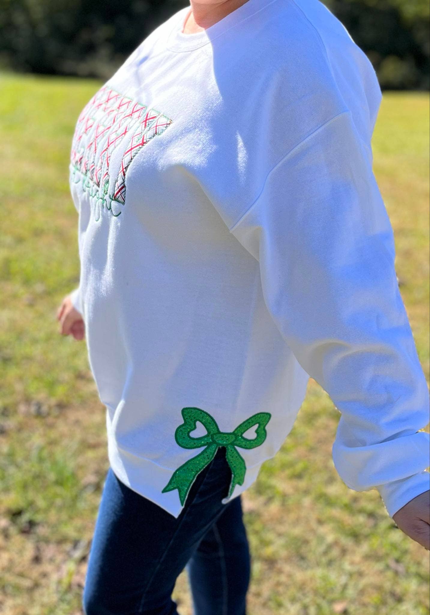 Merry and Bright Side Bow Sweatshirt