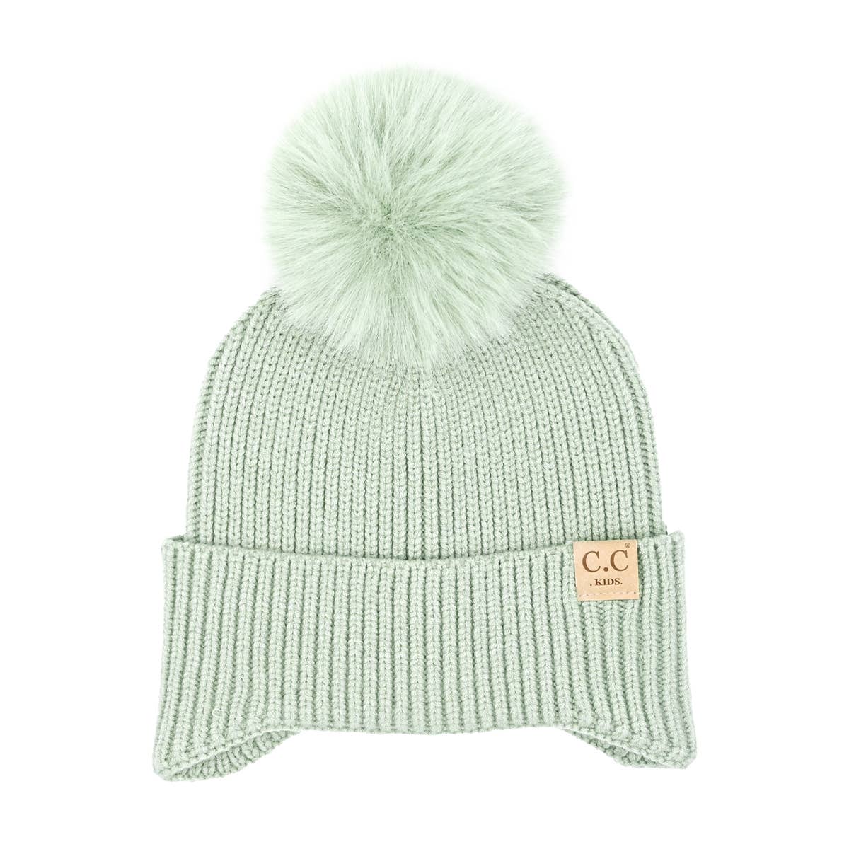 Kids Ear Flap Double Pom C.C Beanie