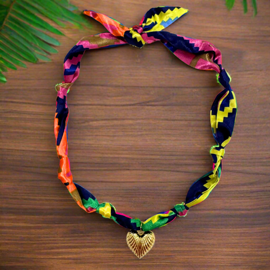 Colorful Aztec Heart Scarf Bandana Necklace