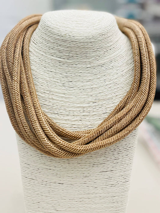 Slub 8-strand Necklace in Caramel
