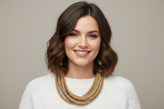 Slub 8-strand Necklace in Caramel