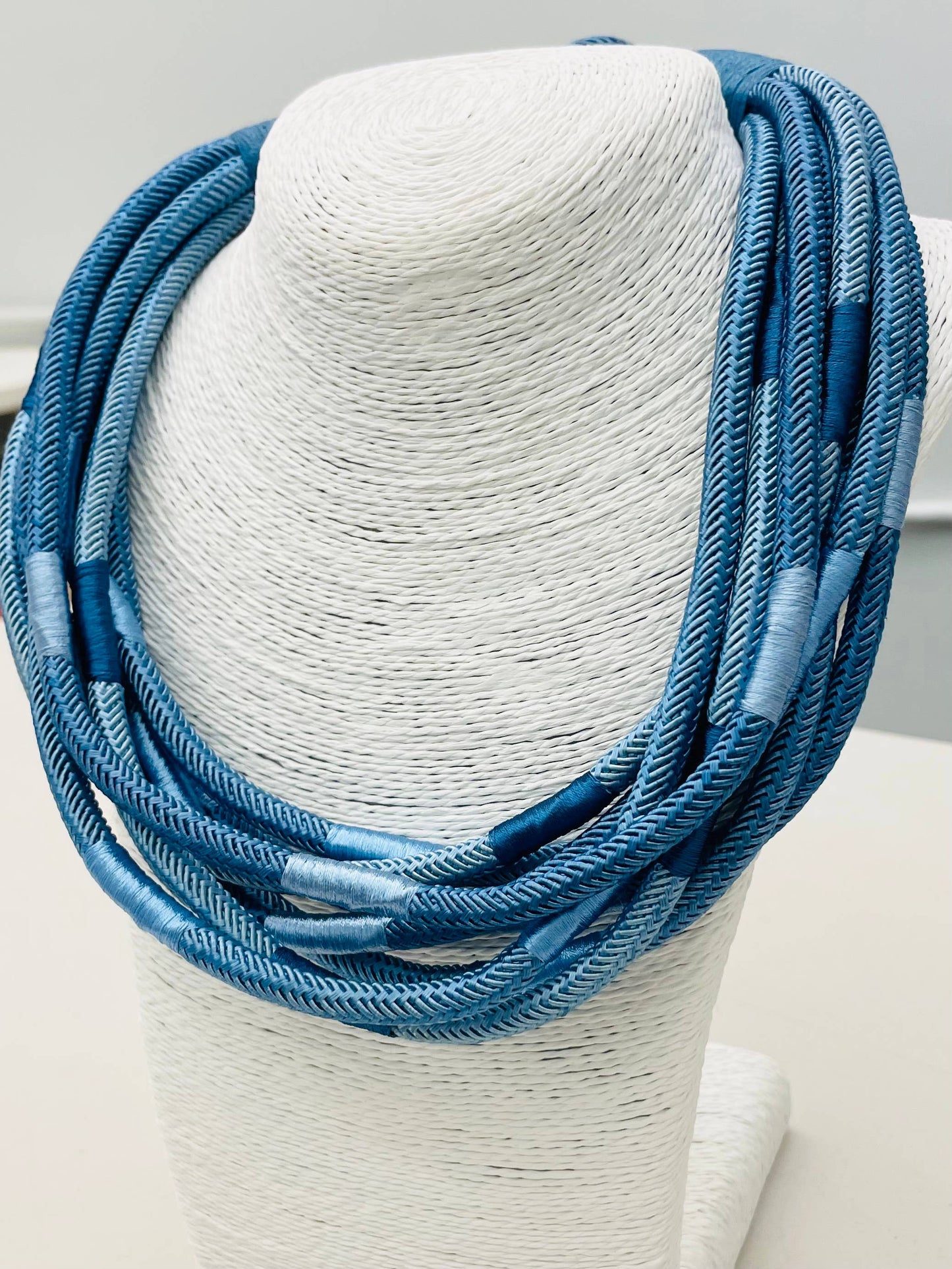 Cobalt/Navy Blue Cotton Rope Statement Necklace