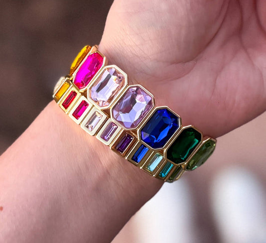 Taylor Elliott Simone Rainbow Stone Stretch Bracelet