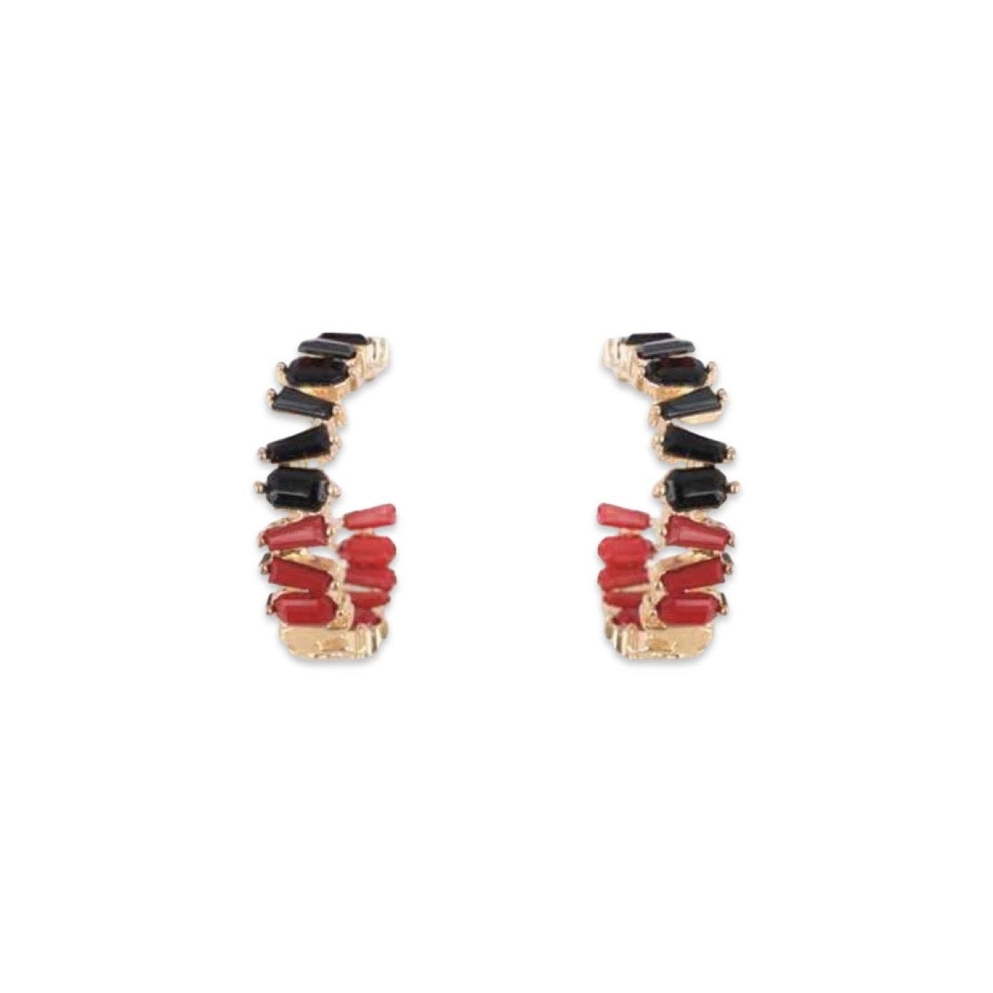 Red + Black Game Day Gem Hoops
