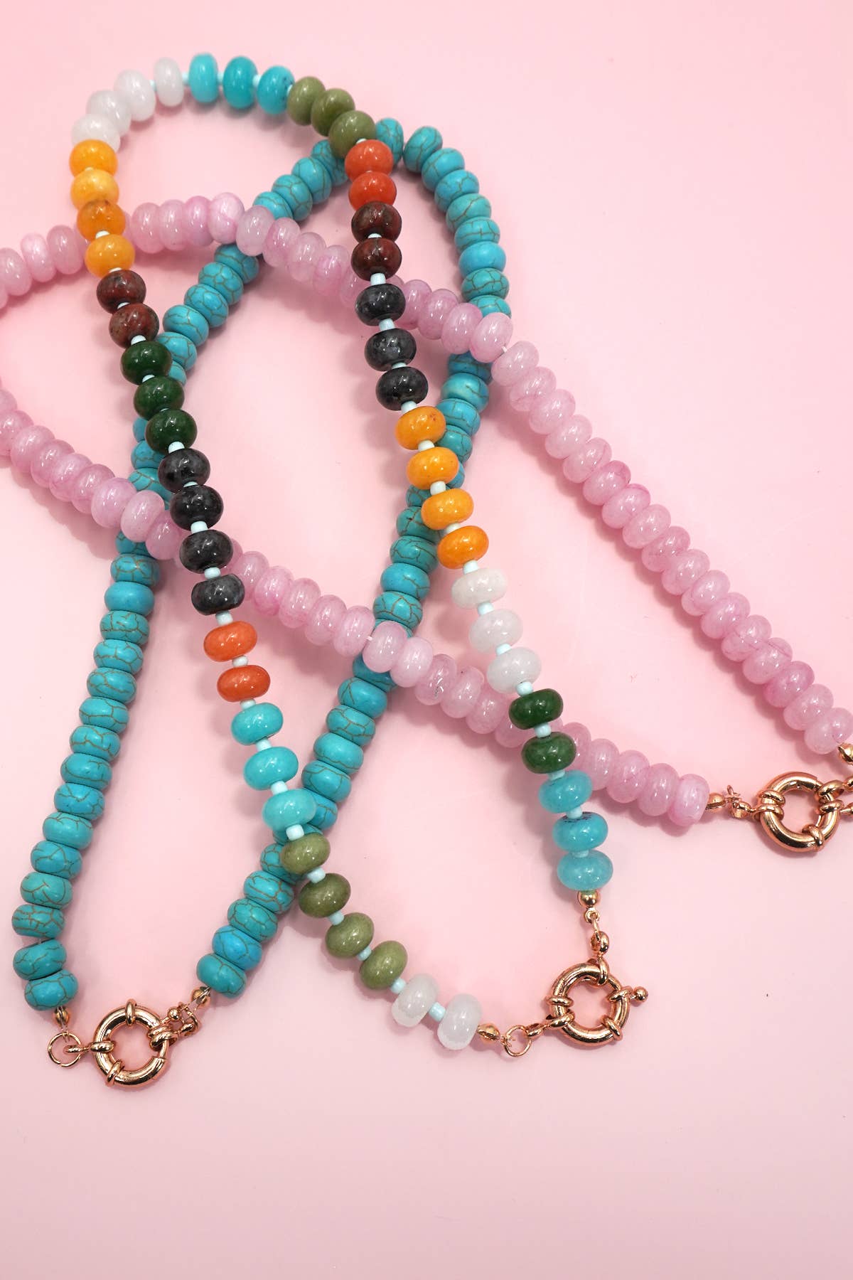 Natural Stone Charm Beaded Necklace