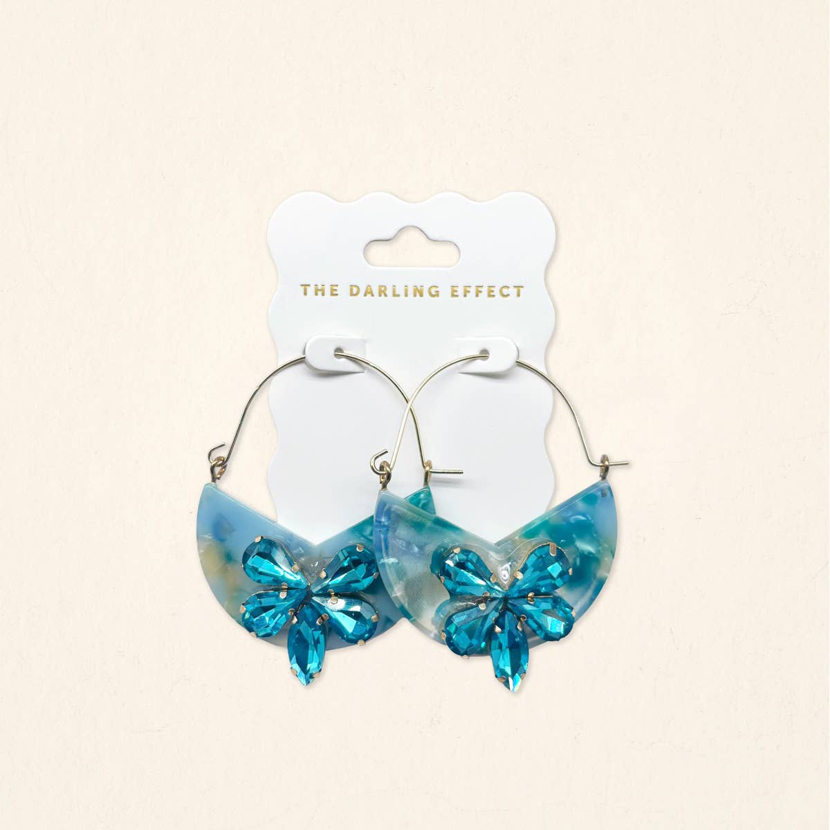 The Darling Effect Marble Bloom Hoop Earrings–Sea Glass