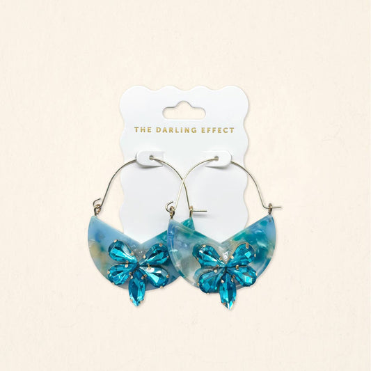 The Darling Effect Marble Bloom Hoop Earrings–Sea Glass