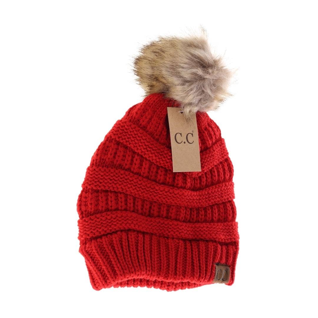 C.C Fur Pom Beanie