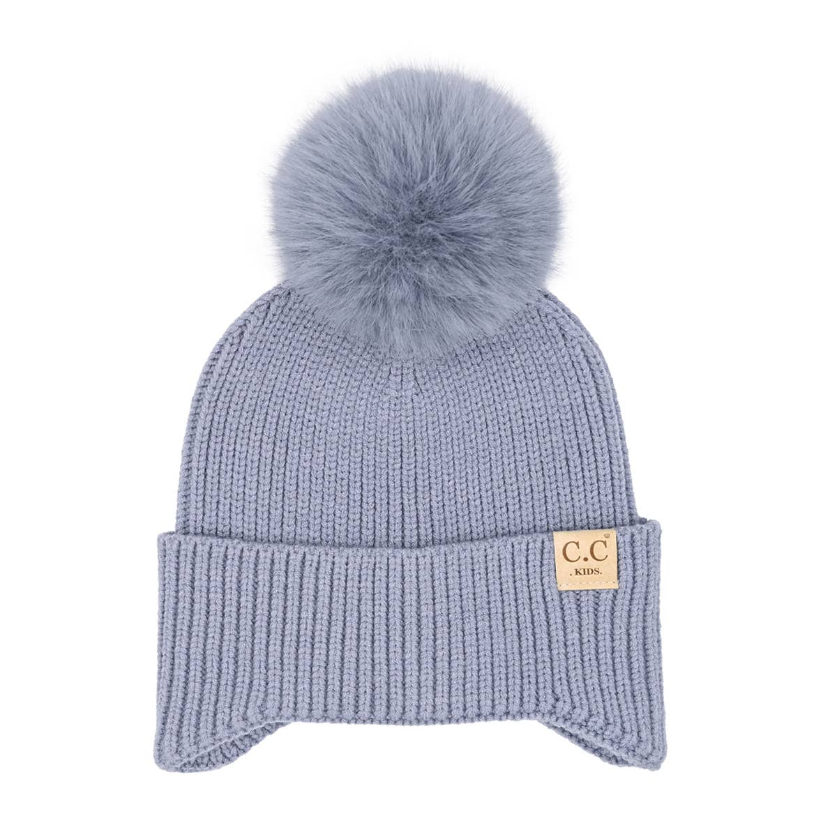 Kids Ear Flap Double Pom C.C Beanie