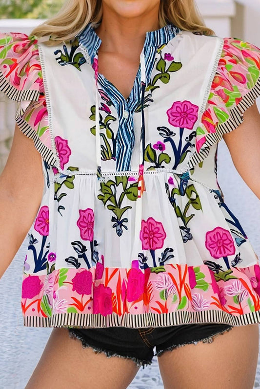 Floral & Striped Top