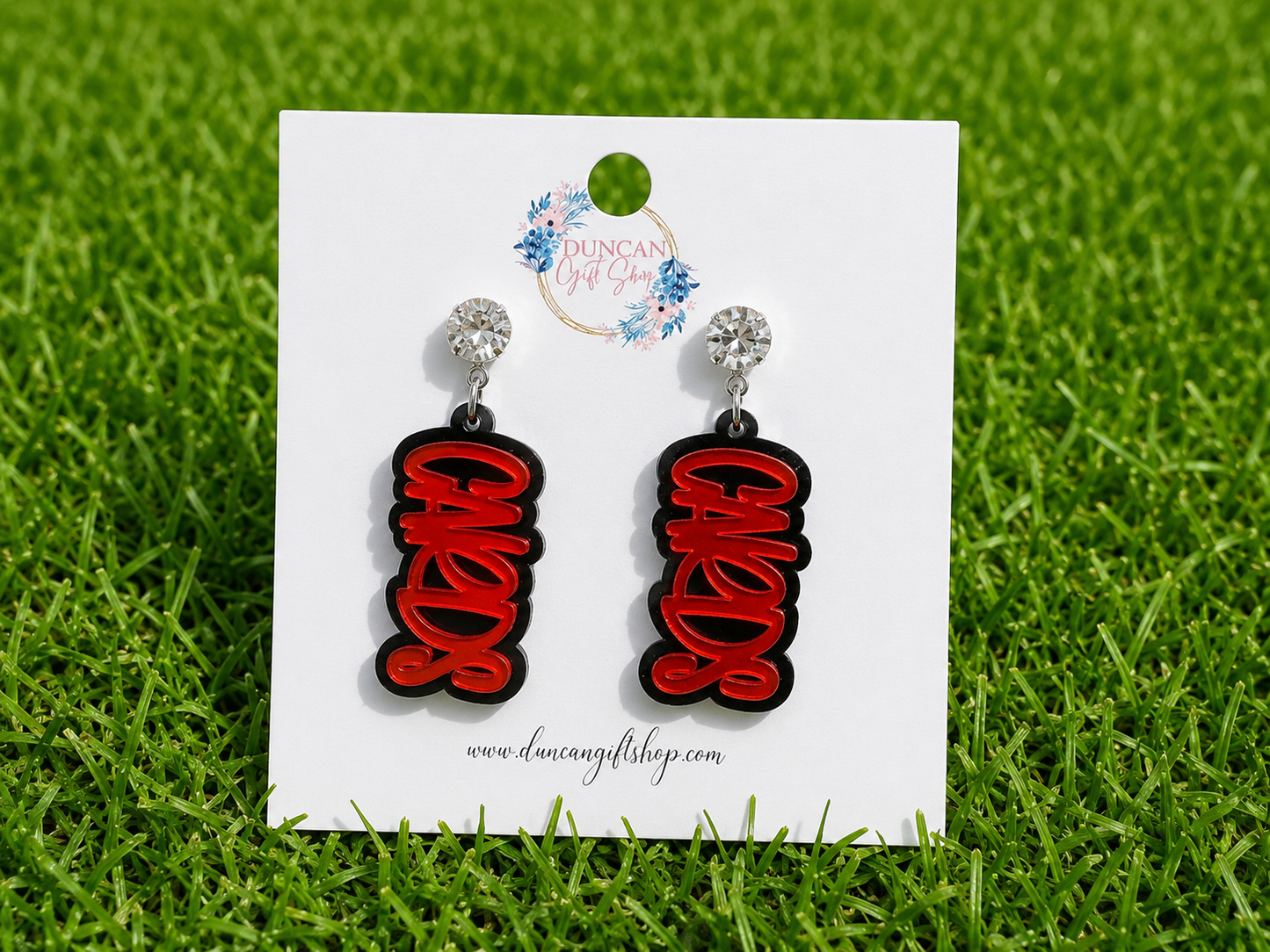 Cards Red & Black Acrylic Game Day Earrings