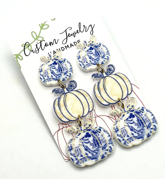 Fall Chinoiserie Pumpkin Earrings