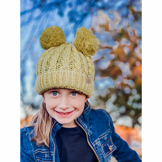 Kids Multi Tone Double Pom CC Beanie