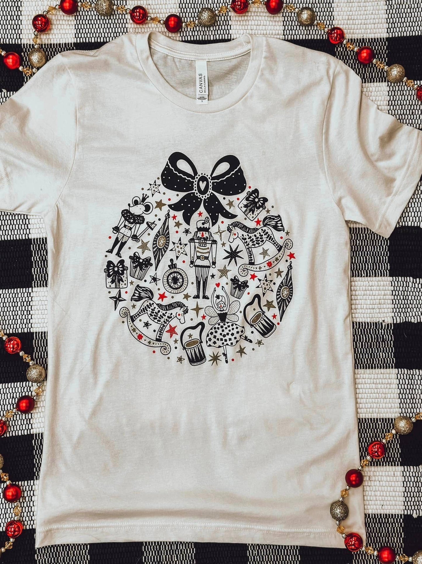 Nutcracker Christmas Vintage White Short Sleeve Tee