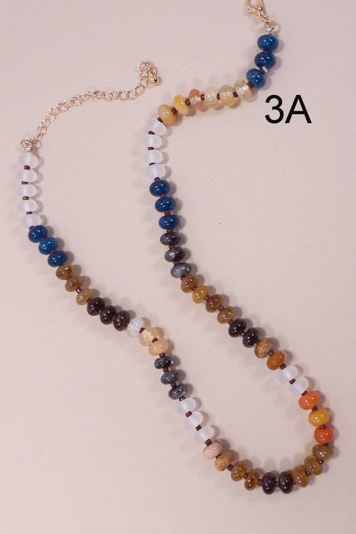 Natural Agate Glass Semi Precious Bead Necklace