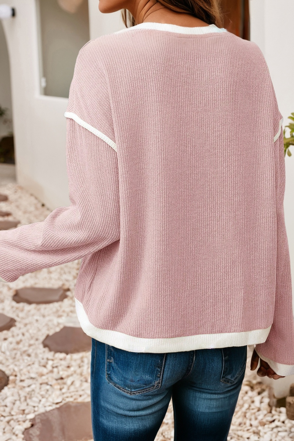 Contrast Color Trim Essential Top