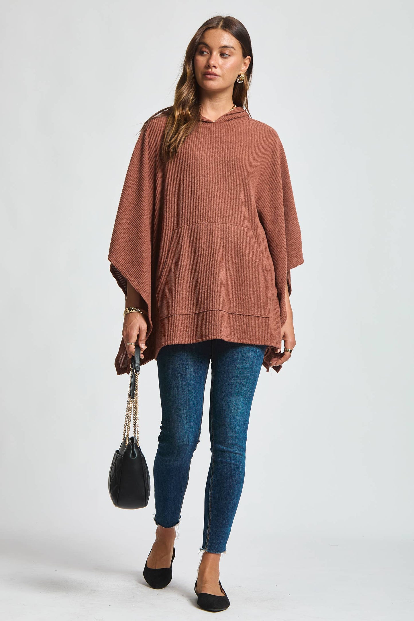Dear Scarlett Ribbed Knit Poncho Top