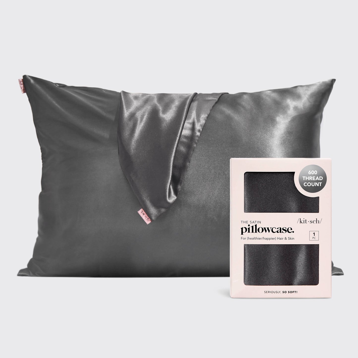 Kitsch Satin Pillowcase - Charcoal