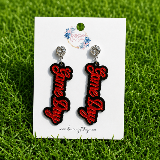 Game Day Red & Black Acrylic Earrings