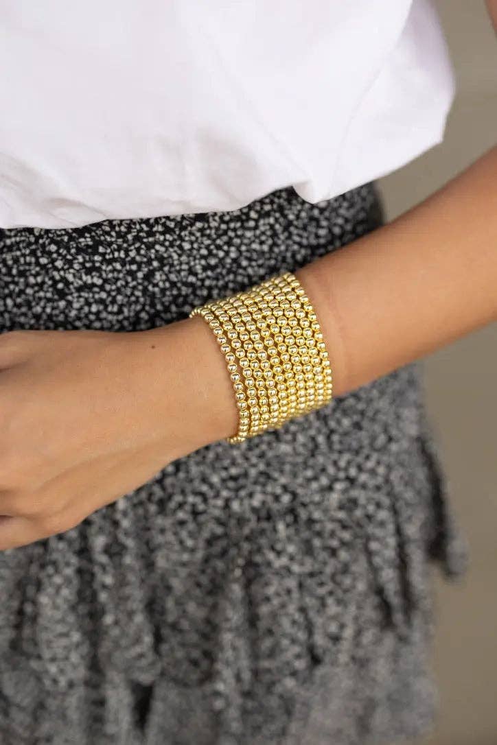 The Goldie 4mm Dainty Gold Beaded Bracelet