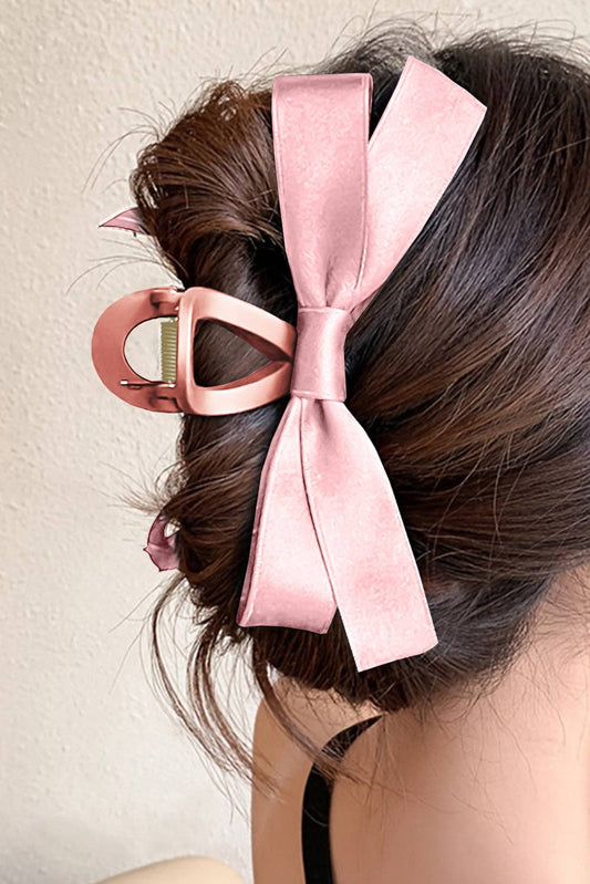 Solid Color Bow Decor Large Hair Claw Clip