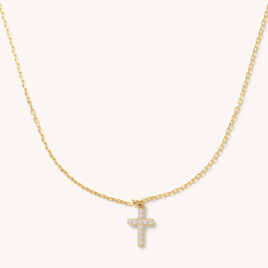gold dainty waterproof cross necklace
