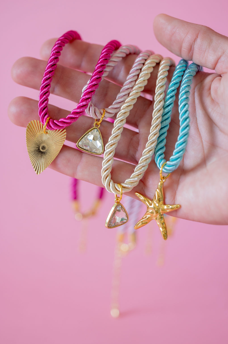 twisted cord charm necklace colorful statement necklace