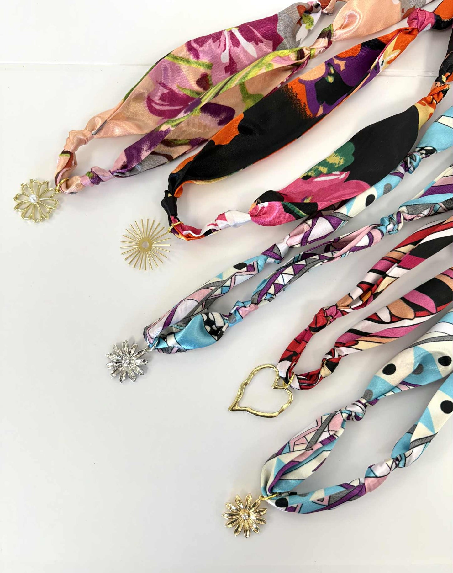 Scarf Charm Necklace – Colorful Fabric Statement Necklace