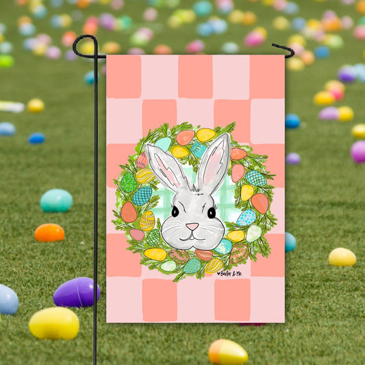 Bunny Egg Wreath Garden Flag
