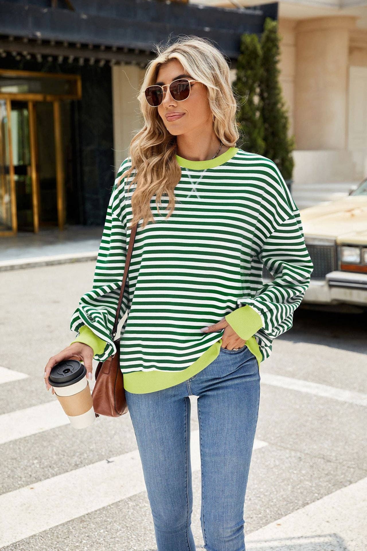 Striped Crew Neck Sweatshirt