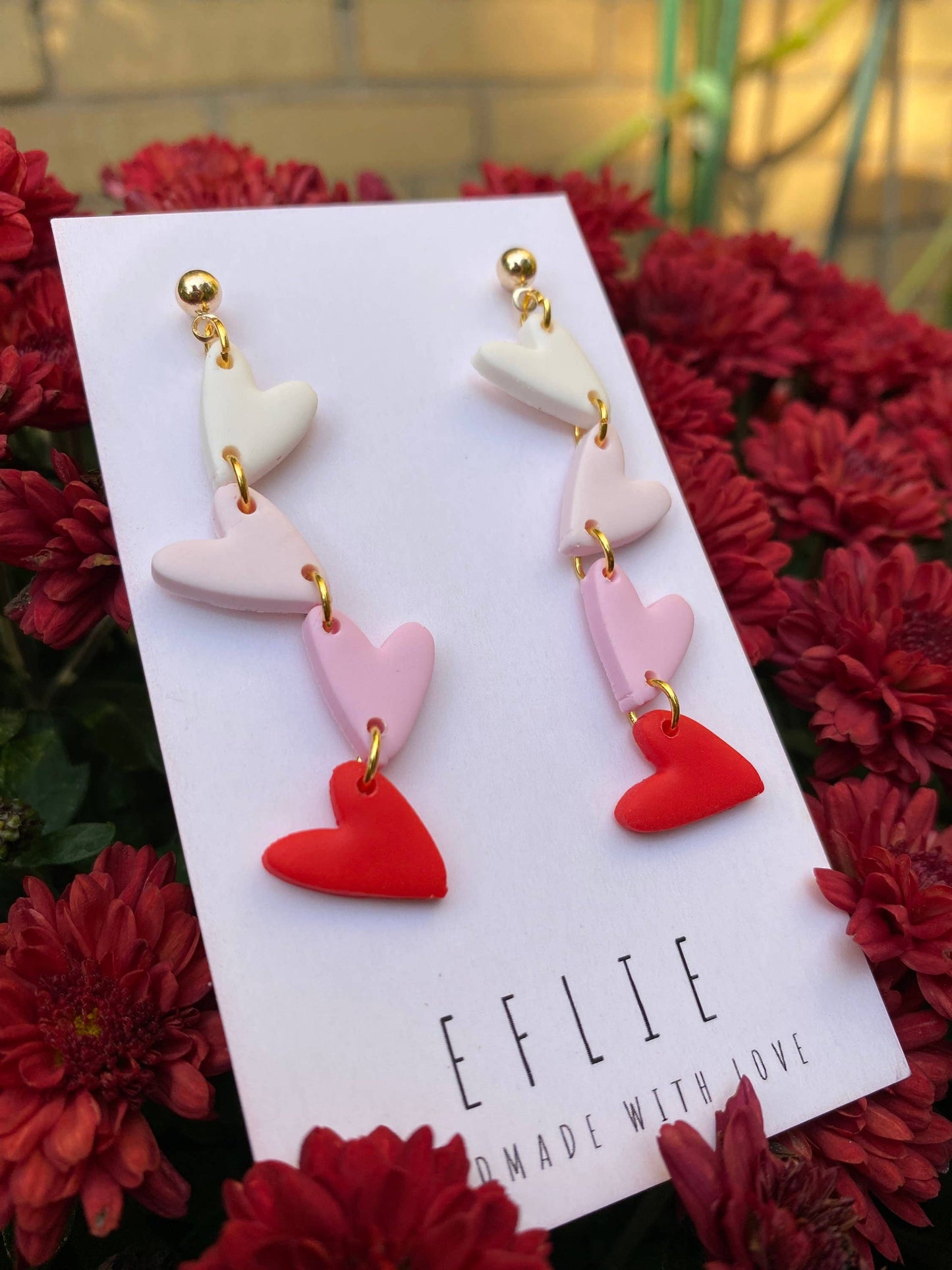 Sweat Heart Dangle Pink & Red Earrings