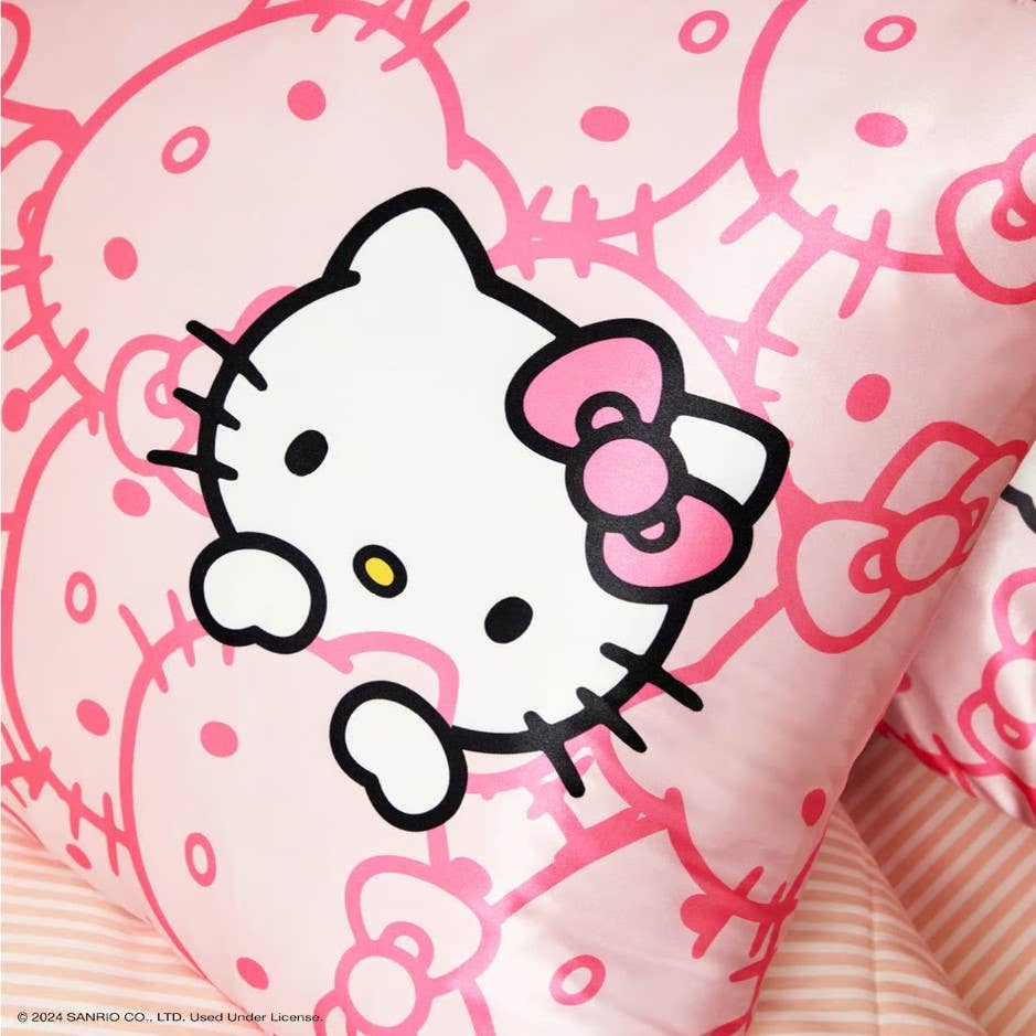 Hello Kitty x Kitsch Pillowcase - Pink Kitty Faces