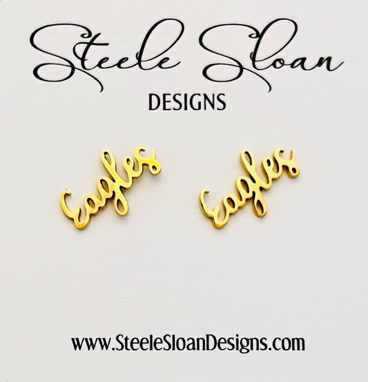 Eagles Gold Stud Earrings