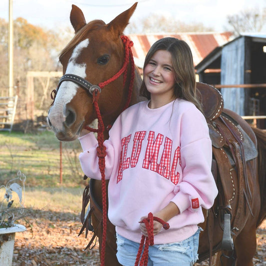 Lulu Mac Pink Gingham Logo Sweatshirt