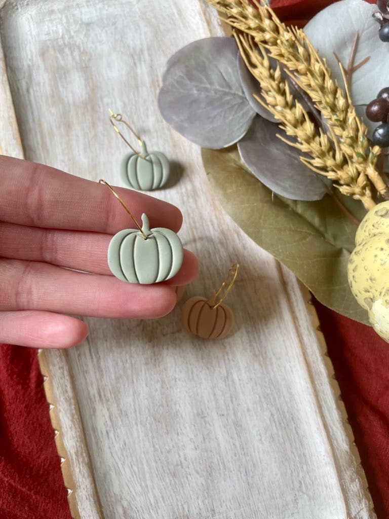 Pumpkin Clay Hoop Earrings