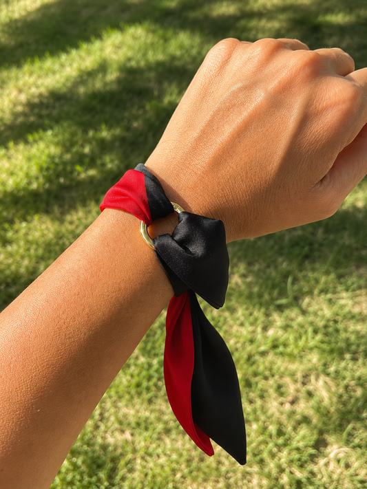 Red & Black Scarf Tie Bracelet