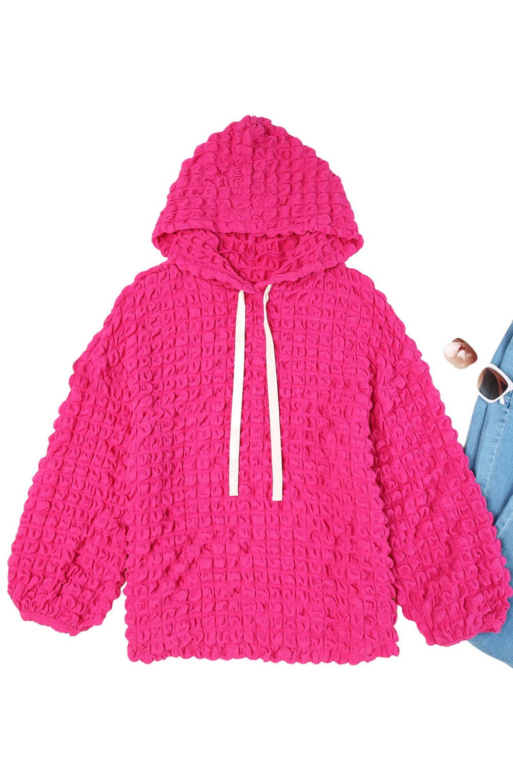 Bubble Textured Pink Hoodie