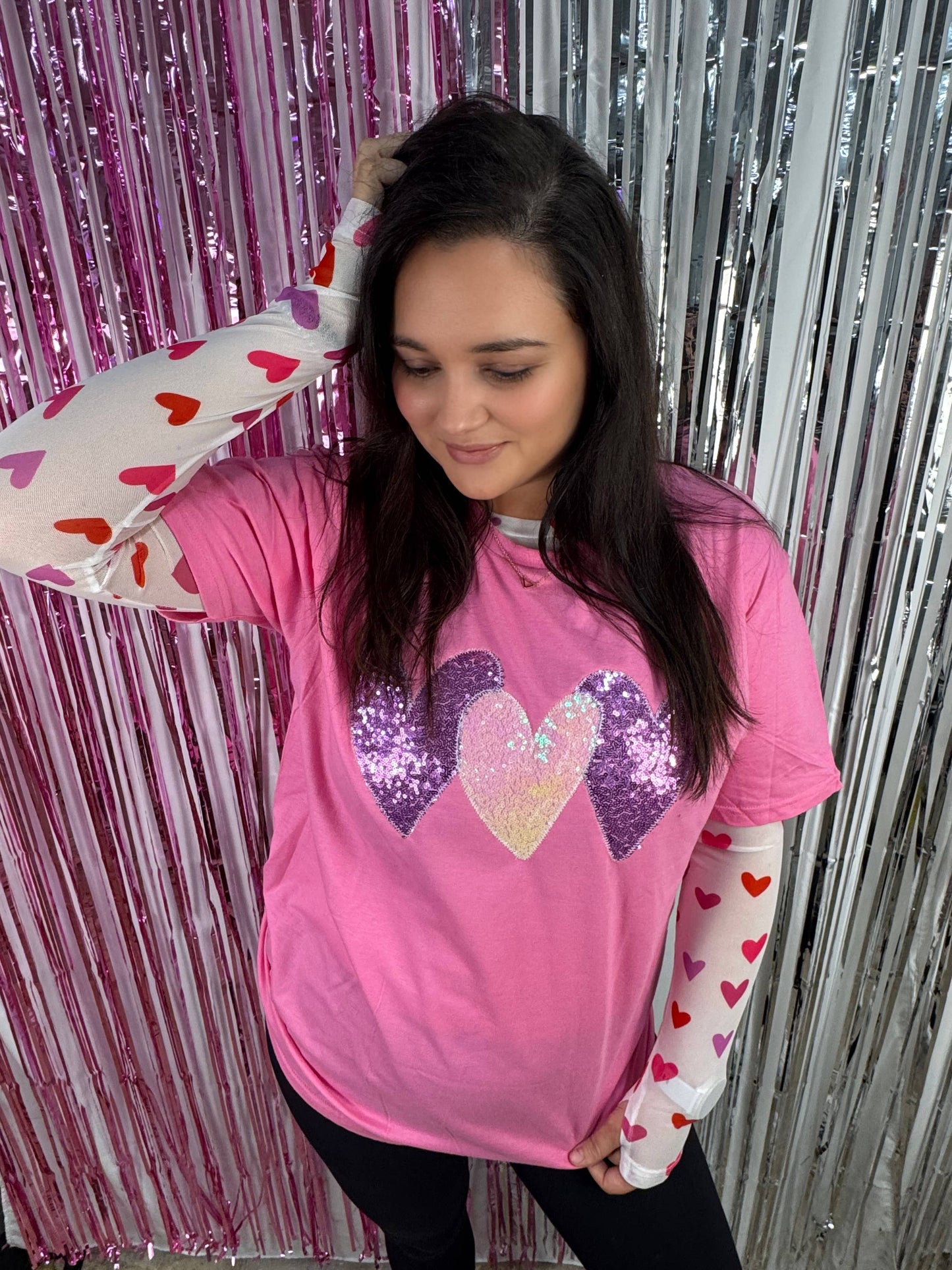 Valentine Heart Trio Embroidered Short Sleeve